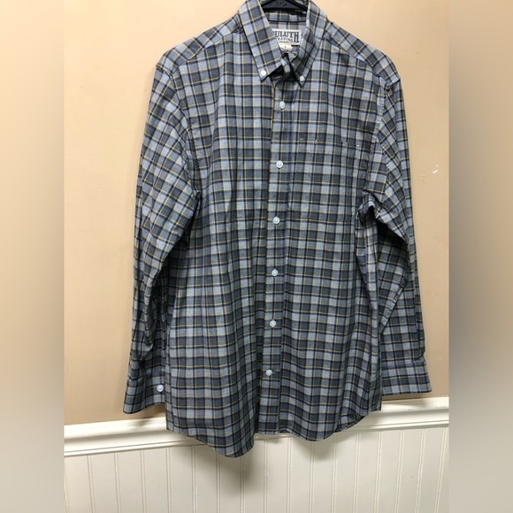 Duluth Men's Wrinklefighter Relaxed Fit Long Sleeve Shirt Gray Plaid Size S - Picture 1 of 6
